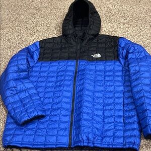 The North Face Black and Blue Quilted Puffer Jacket